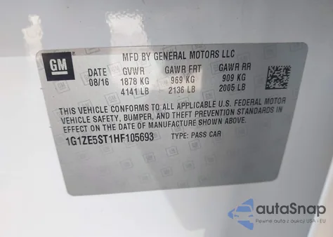 2017 Chevrolet Malibu 1Lt из США, поврежденный, VIN 1G1ZE5ST1HF105693